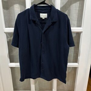Sun + Stone Dark Blue Casual Button Down Shirt